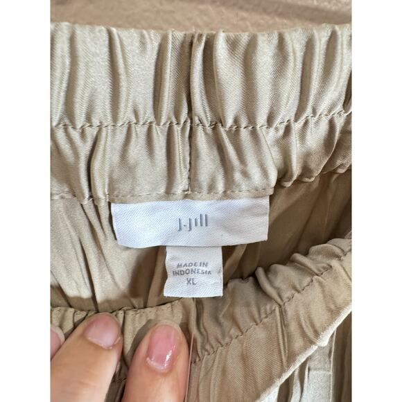 J. Jill Womens Size XL Mushroom Crinkle Wide Leg Pants Trousers Satin NWT $89 - Picture 4 of 9